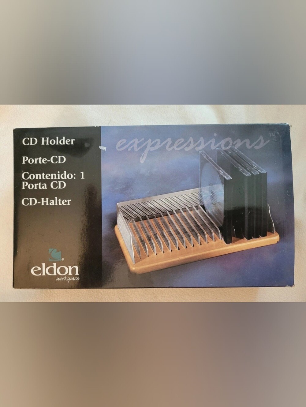 Eldon Expressions Workspace Solid Wood And Steel Adjustable Cd Holder